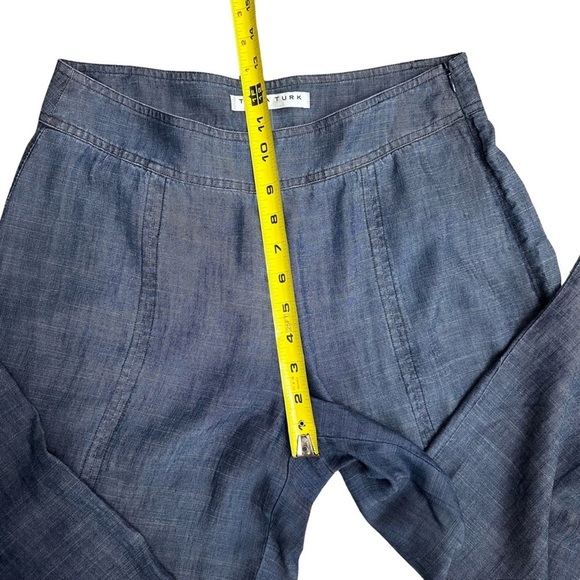 Trina Turk Front Slit Wide Leg Pants Chambray SZ 0 Linen Blend Coastal Beachy - Picture 4 of 8